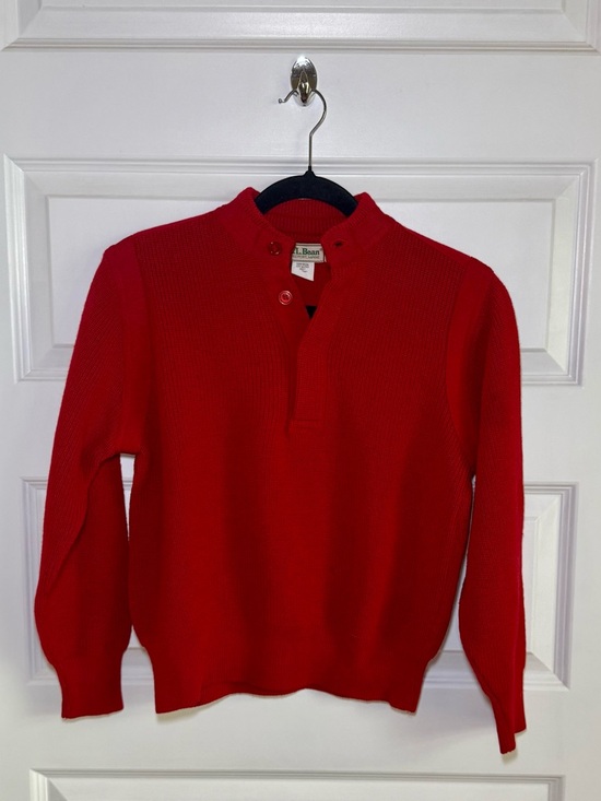 L.L. Bean Sweaters - Vintage L.L. Bean Women's Vivid Red 3 Button Mock Neck Sweater